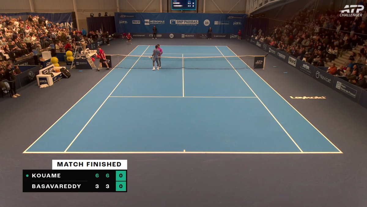 Sa première demi-finale en Challenger 🆕

507e mondial à 16 ans, Moise Kouame s'offre le 192e mondial et espoir américain Nishesh Basavareddy en deux petits sets (6-3, 6-3) pour atteindre le dernier carré au Challenger 125 de Lille. 👏🇫🇷

Il assure son entrée dans le TOP 400. 📈