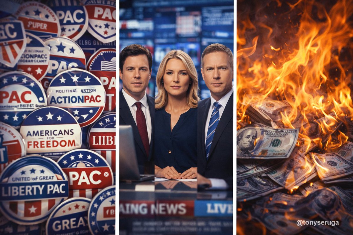 TonySeruga's tweet image. 2/
We followed the money from PAC to press room to prime‑time TV — sponsors writing stories that sell their own laws. #MediaCapture #PowerInPlainSight