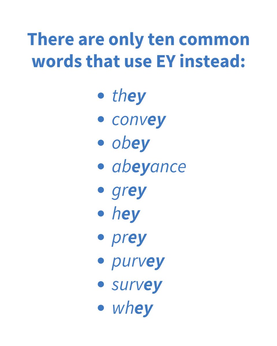 LogicofEnglish's tweet photo. Rule 9: AY usually spells the sound /ā/ at the end of a base word.

Check out all 31 spelling rules on our website! https://t.co/TgwmWu1IaW