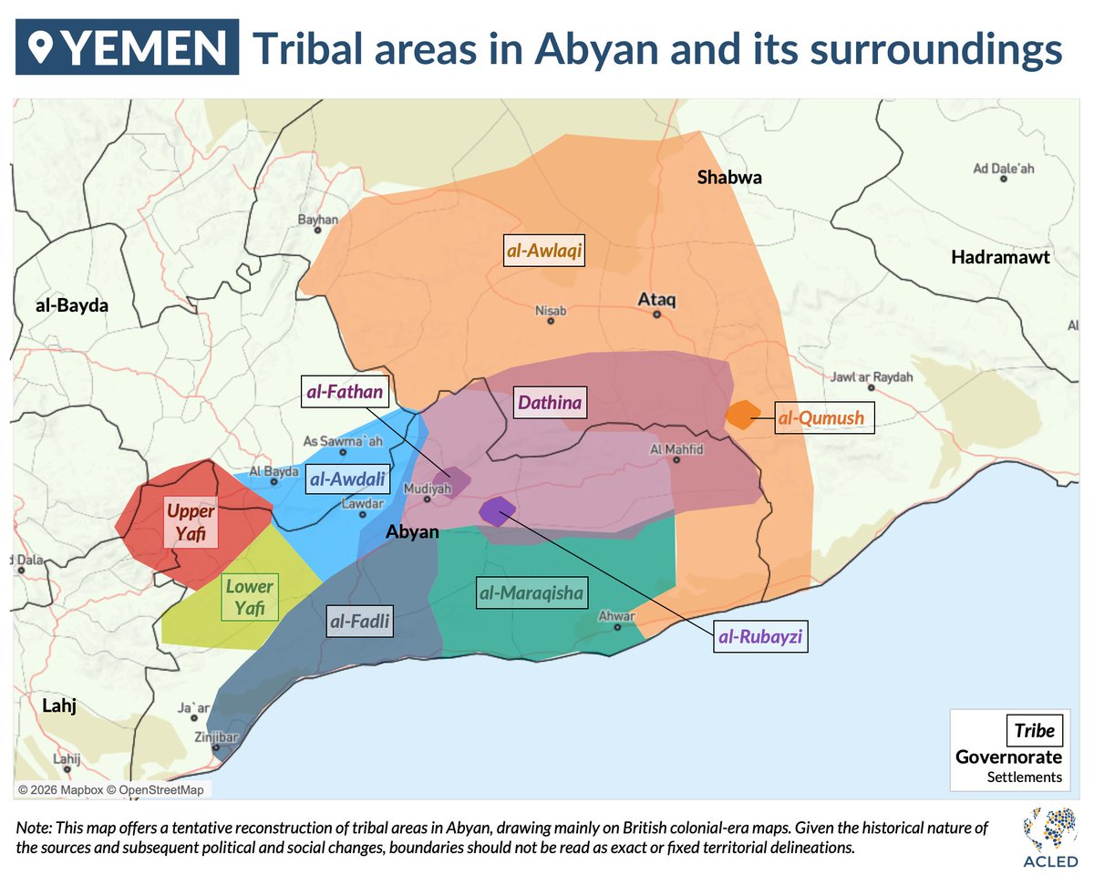AQAP’s presence in #Yemen rests on a fine line between coopting and coercing local communities. The group relies on close tribal ties and coexistence, with members retaining affiliations and seeking refuge in tribal areas as local dynamics shift. 🔗 More: acleddata.com/report/al-qaed…