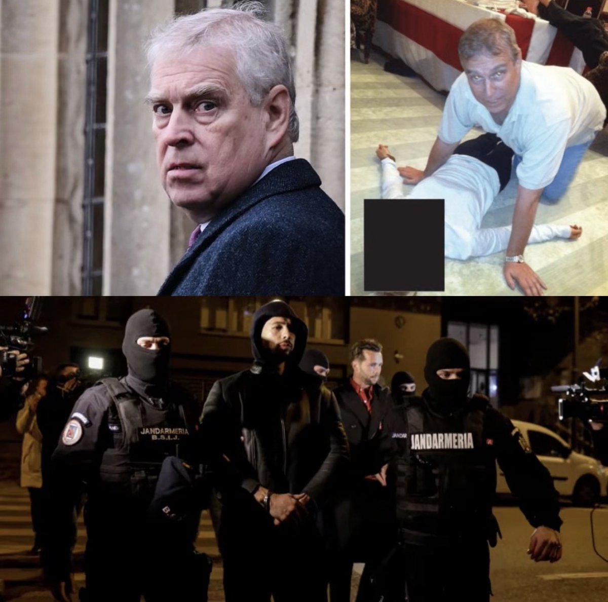 Human trafficking Punishment for Andrew &amp; Tristan Tate vs. Prince Andrew.

Tate Brothers with ZERO evidence against them:
-4 months in jail and 2 years of house arrest
-4 years of lawfare and endless media slander
-multiple house raids
-bank accounts frozen
-millions in crypto,