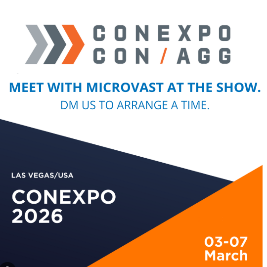 Vegas bound! 🎰 Microvast is attending #CONEXPOCONAGG March 3-7. Connect with our team onsite to discuss how we’re electrifying the construction industry’s heaviest hitters. 🏗️⚡️ #Microvast #HeavyDuty #ConstructionTech