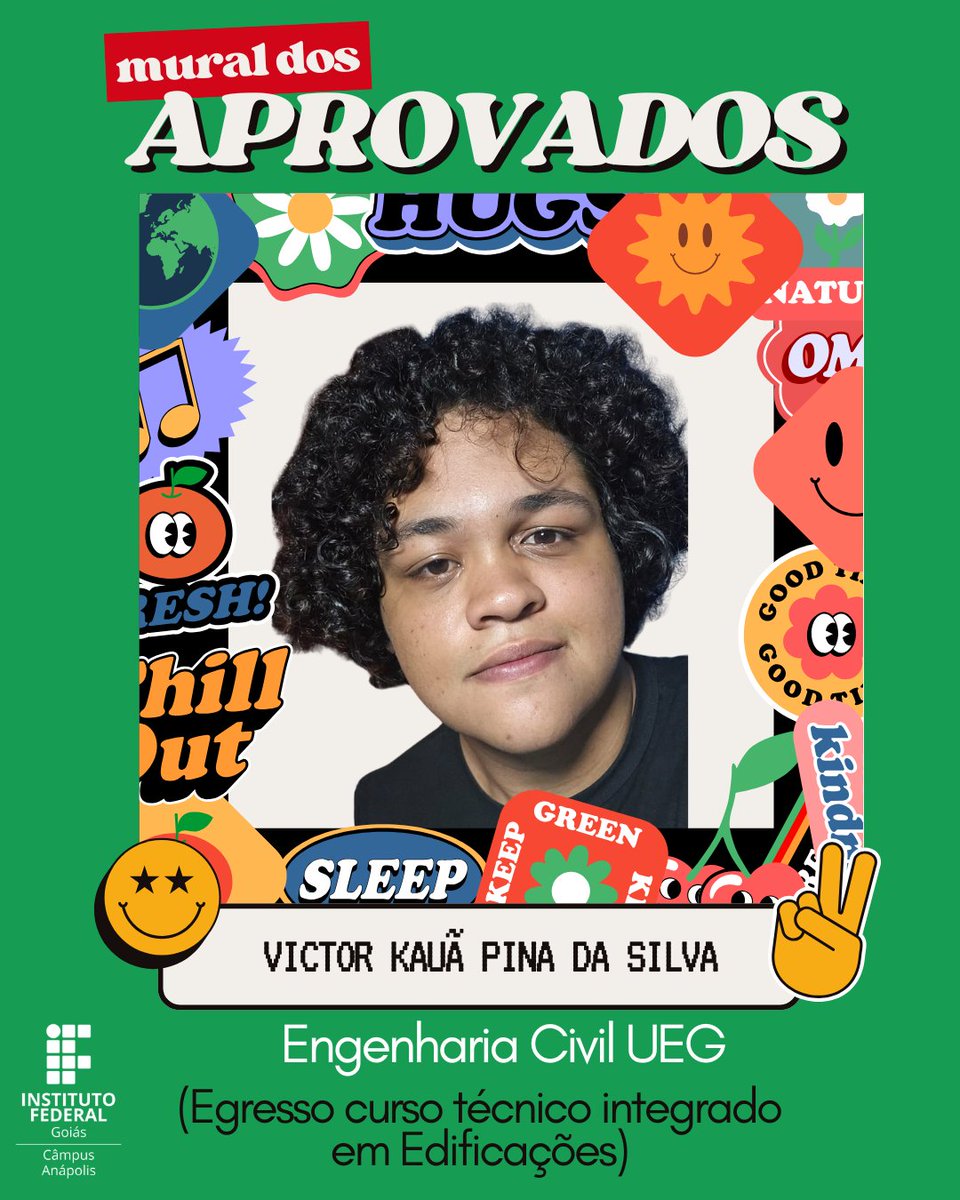 Seguimos com nossas homenagens no Mural dos Aprovados!

👏Hoje o destaque é Victor Kauã. Ele cursou o técnico integrado em Edificações e foi aprovado em Engenharia Civil na UEG! Parabéns!

📢Sabe de mais alguém aprovado? Manda a informação pra gente pelo zap 62-3703-3380.