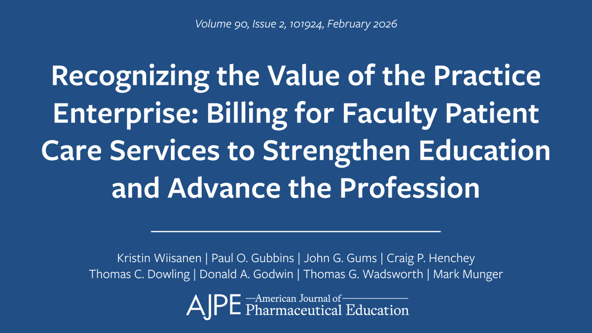 TheAJPE's tweet photo. Mastering billing is critical to modern pharmacy practice, and academic pharmacy can help prepare students to not only provide care, but also navigate the financial and operational aspects of real-world practice.

Learn how: https://t.co/JcW7HYbzXm https://t.co/zO8Q1x6aLm