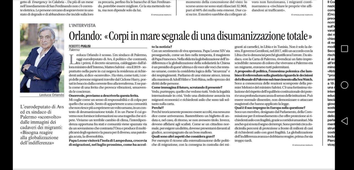 Miliziano_M's tweet photo. In condivisione di intervento del prof @LeolucaOrlando1 che mio sommesso avviso va letto come un atto di leadership civile, non come una presa di posizione ideologica. In un contesto polarizzato, scegliere di riportare il focus sulla dimensione umana del fenomeno migratorio è un’operazione culturale prima ancora che politica.

Il professore Orlando non si limita alla denuncia emotiva. Imposta una cornice valoriale chiara: dignità, legalità internazionale, responsabilità collettiva. Quando il dibattito pubblico scivola verso la semplificazione, reintrodurre complessità è un atto di governance intellettuale. Significa alzare l’asticella. In un ecosistema globale interdipendente, la sicurezza non può essere disgiunta dalla tutela dei diritti. È una lettura sistemica, non emotiva.