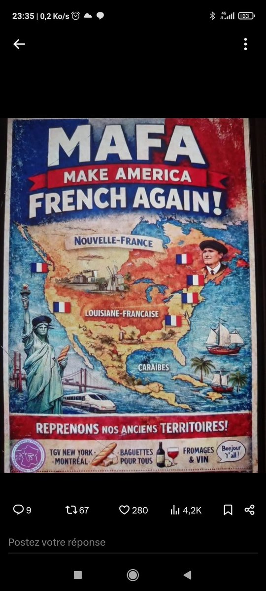 Si les anglais nous avaient pas cassé les noisettes pendant +500 ans... foutue guerre de 7 ans et vente de Napoléon Bonaparte pour achever.