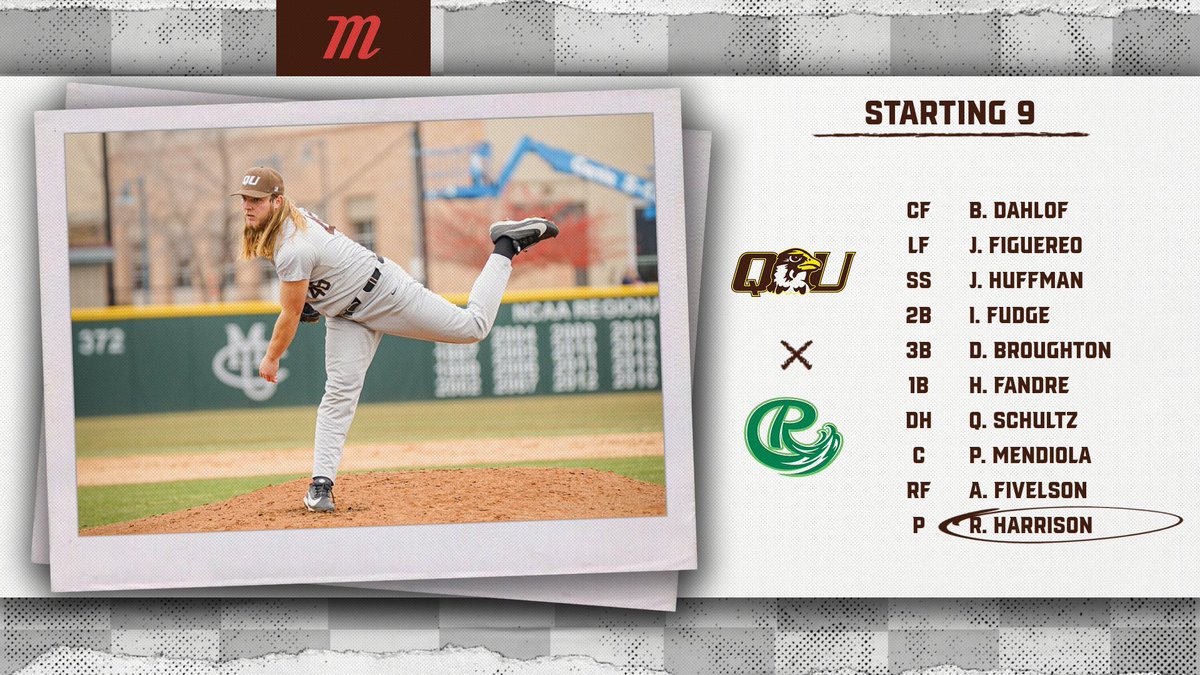 QUHawksBaseball's tweet photo. Game 1 Starting 9

#MenofMayhem https://t.co/hZjrx0REwk