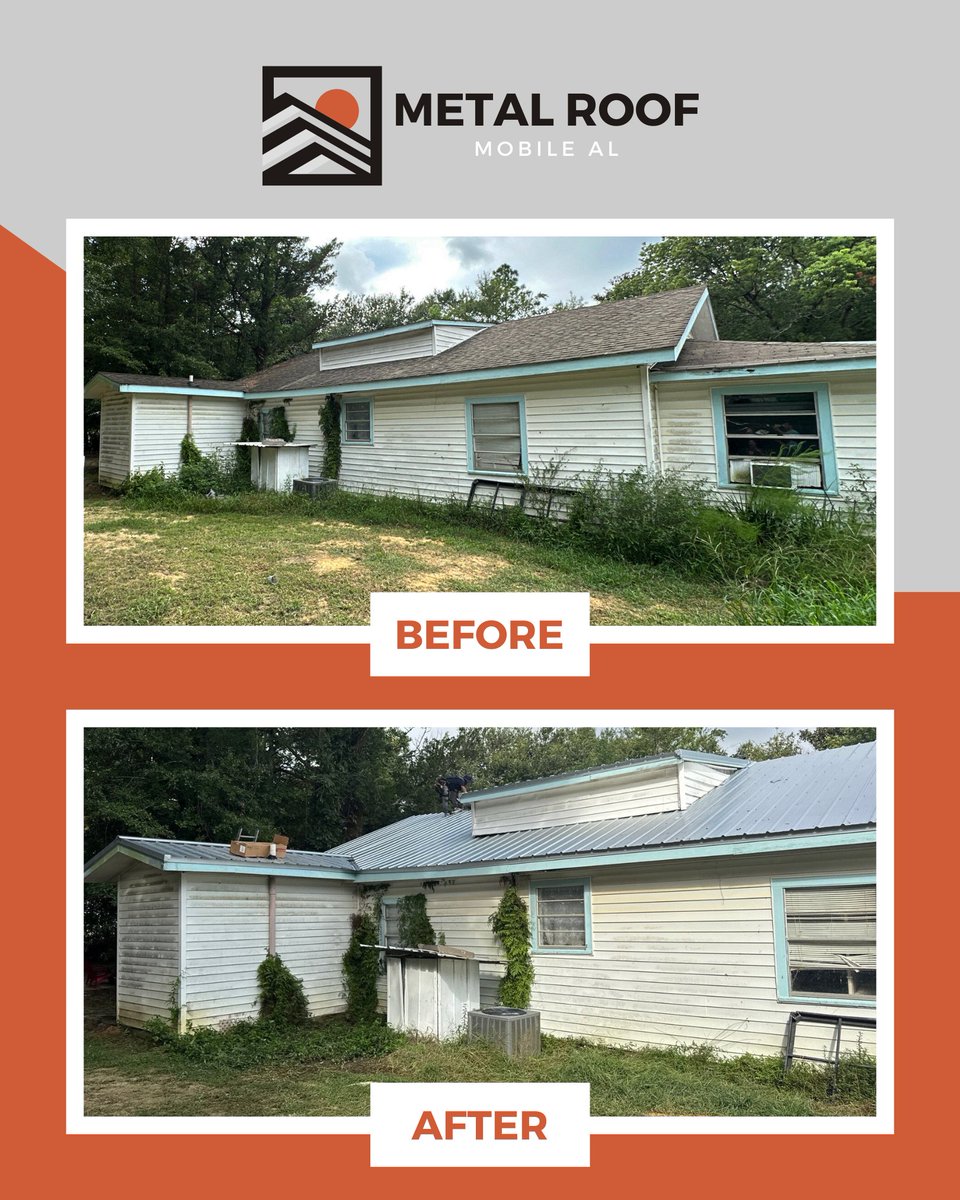 MetalR92309's tweet photo. Here’s the simplified steps of what goes into a new metal roof install:

🔎 Tear-off &amp; inspection
🛠 Prep &amp; protection
📏 Precision panel installation
✨ Finishing details

#MetalRoofMobileAL #MetalRoof #Roofing #Roof #RoofingContractor https://t.co/ea6FEqSS9E