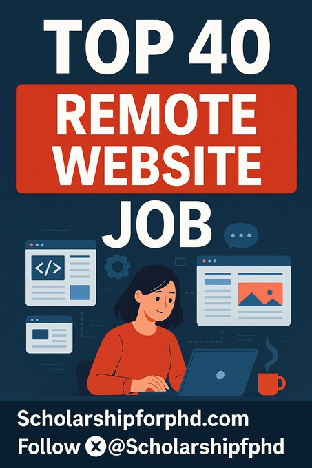 ScholarshipfPhd's tweet photo. LIST OF 40 WEBSITES TO FIND REMOTE JOBS   

1. Linkedin. com

2. Indeed. com

3. Glassdoor. com

4. FlexJobs. com

5. weworkremotely. com

6. Remote. com

7. Upwork. com

8. Freelancer. com

9. Fiverr. com

10. Guru. com

11. Toptal. com

12. AngelList. com

13. Hubstafftalent. com

14. Simplyhired. com

15. Remotive. com

16. Virtualvocations. com

17. workingnomads. com

18. Hired. com

19. cloudpeeps. com

20. taskrabbit. com

21. talent. com

22. Remote OK - remoteok. io

23. DRemote - dremote. io

24. Jooble - jooble. org

25. stackoverflow. com/jobs

26. jobspresso. com

27. onlinejobs. ph

28. simplyhired. com

29. themuse. com

30. skipthedrive. com

31. zirtual. com

32. justremote. com

33. hireable. com

34. remoteworkhub. com

35. jobbatical. com

36. freelancewritinggigs. com

37. contentwritingjobs. com

38. problogger. com/jobs

39. behance. net

40. designhill. com

Subscribe  @ScholarshipfPhd for more Premium Content