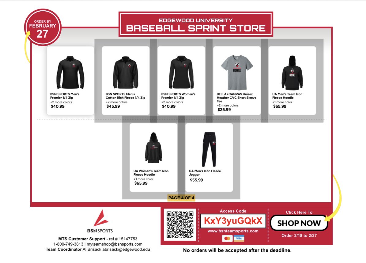 euEagleBaseball's tweet photo. Our team store is now live! Time to gear up for the big season ahead! #EagleUp🦅⬆️ #WINToday @edgewoodeagles 
https://t.co/aqY5KU6sFW https://t.co/oYN5FMiPQp