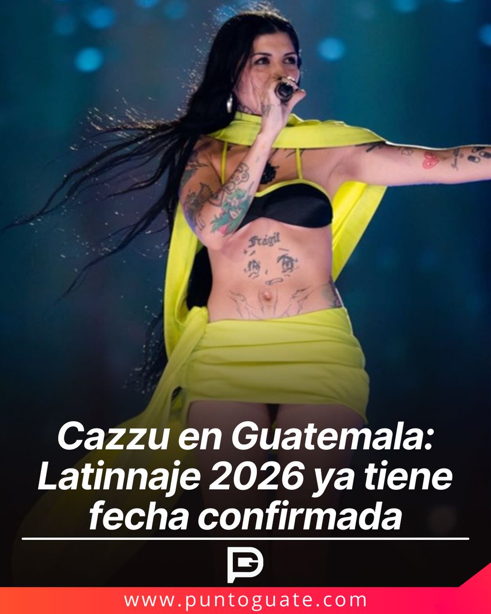 🎙️ #Concierto | Cazzu llegará a Guatemala en septiembre con su gira “Latinnaje 2026” en el Parque de la Industria.
🔗puntoguate.com/2026/02/cazzu.… 
.
#Cazzu
#Latinnaje2026
#ConciertosGT
#ParqueDeLaIndustria
#Guatemala