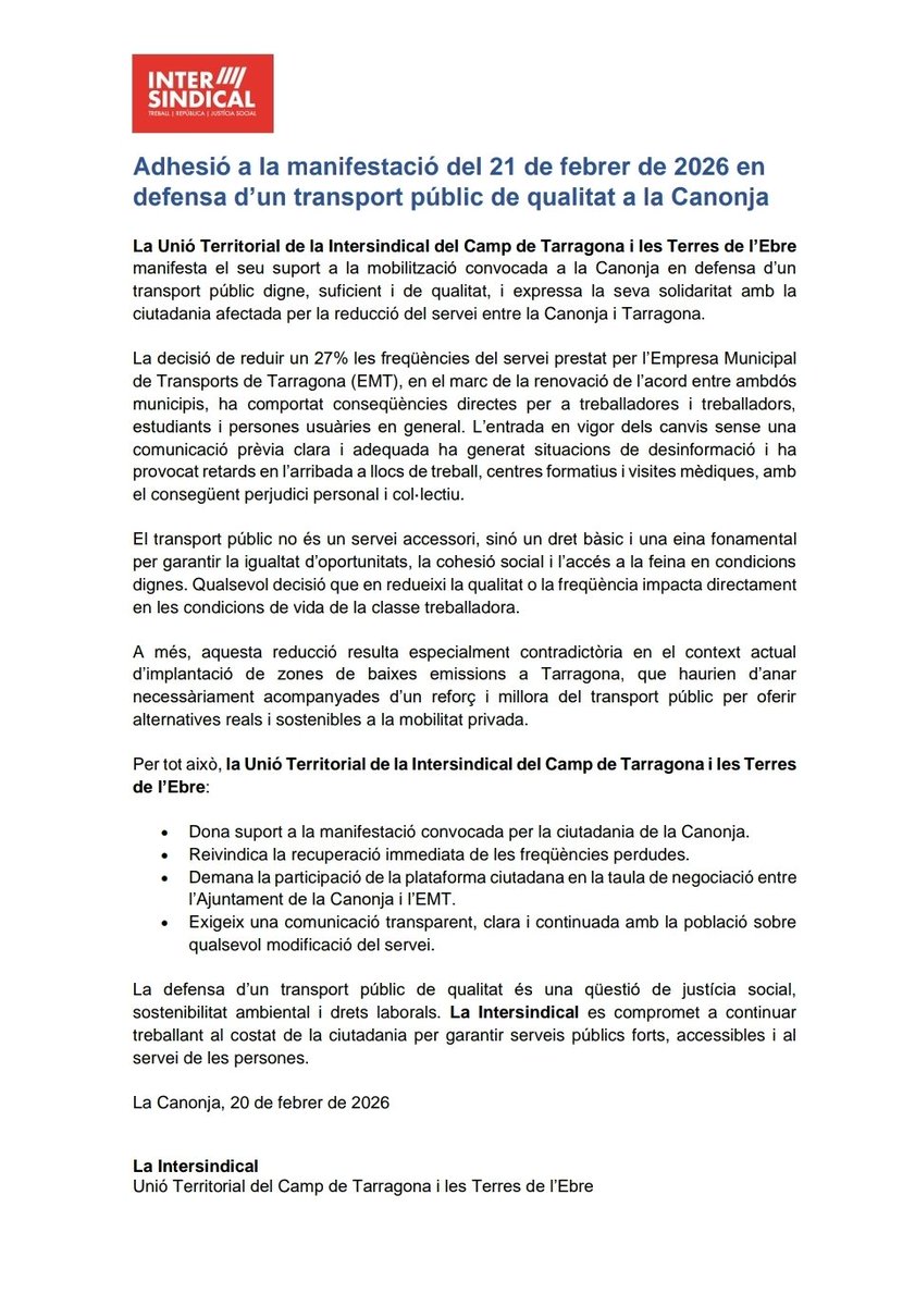 Intersindical Camp de Tarragona i Terres de l'Ebre tweet media