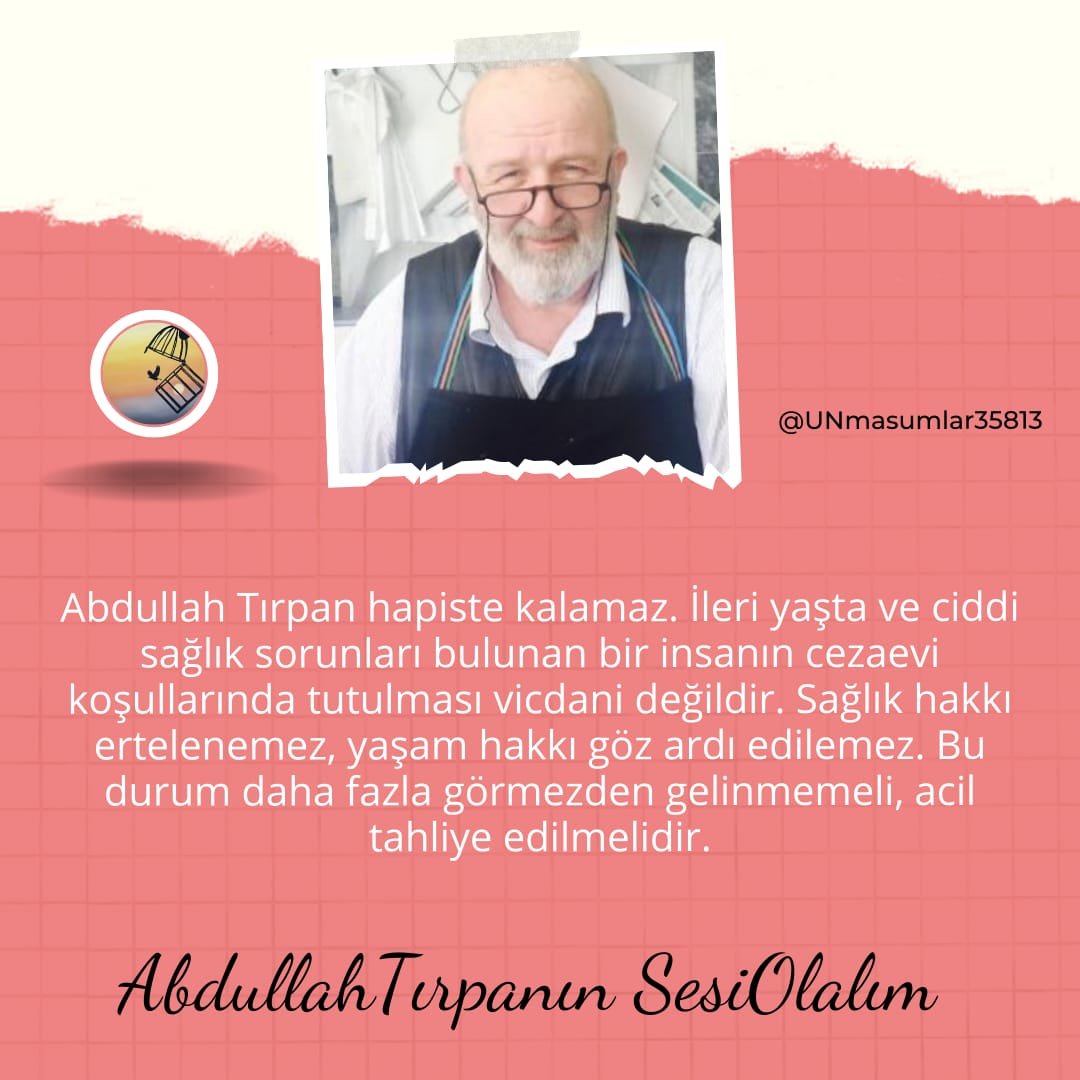 UNmasumlar35813's tweet image. Tek başına tuvalet ihtiyacını dahi göremeyen, yediklerini sürekli olarak çıkaran ve hayati risk taşıyan bir hastayı, bir bankada parası var ve hayır yaptı diyerek hapiste tutmanın mantığını izah edebilecek kimse var mı?

AbdullahTırpanın SesiOlalım @KeskinEren1
