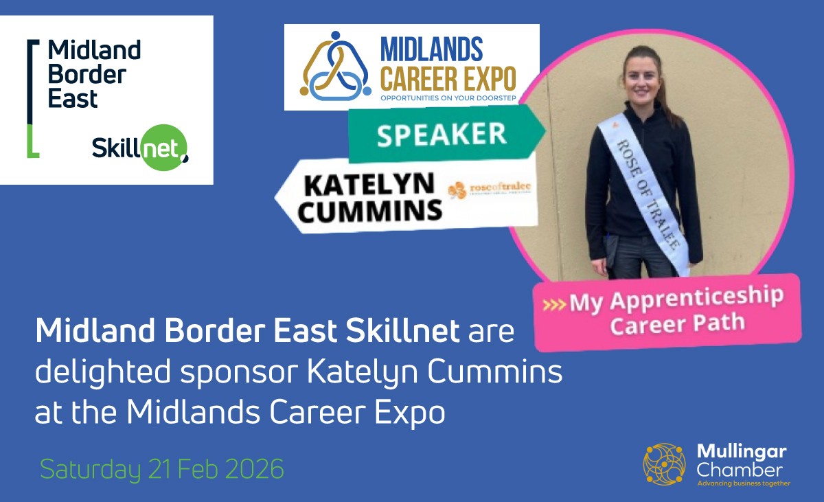 mbeskillnet's tweet photo. Midland Border East Skillnet are delighted to sponsor Katelyn Cummins at the Midlands Career Expo https://t.co/mLR2KJMm0e
