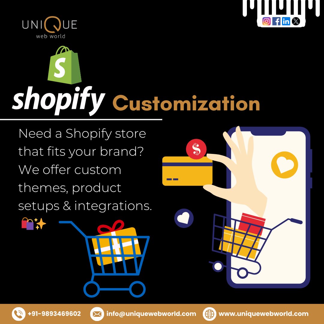 UniqueWebWorld1's tweet image. Turn your Shopify store into a powerful sales machine.
We create custom themes, seamless integrations, and smooth product setups designed for growth.
#ShopifyDevelopment #CustomShopify #EcommerceSolutions #ShopifyAgency #UniqueWebWorld