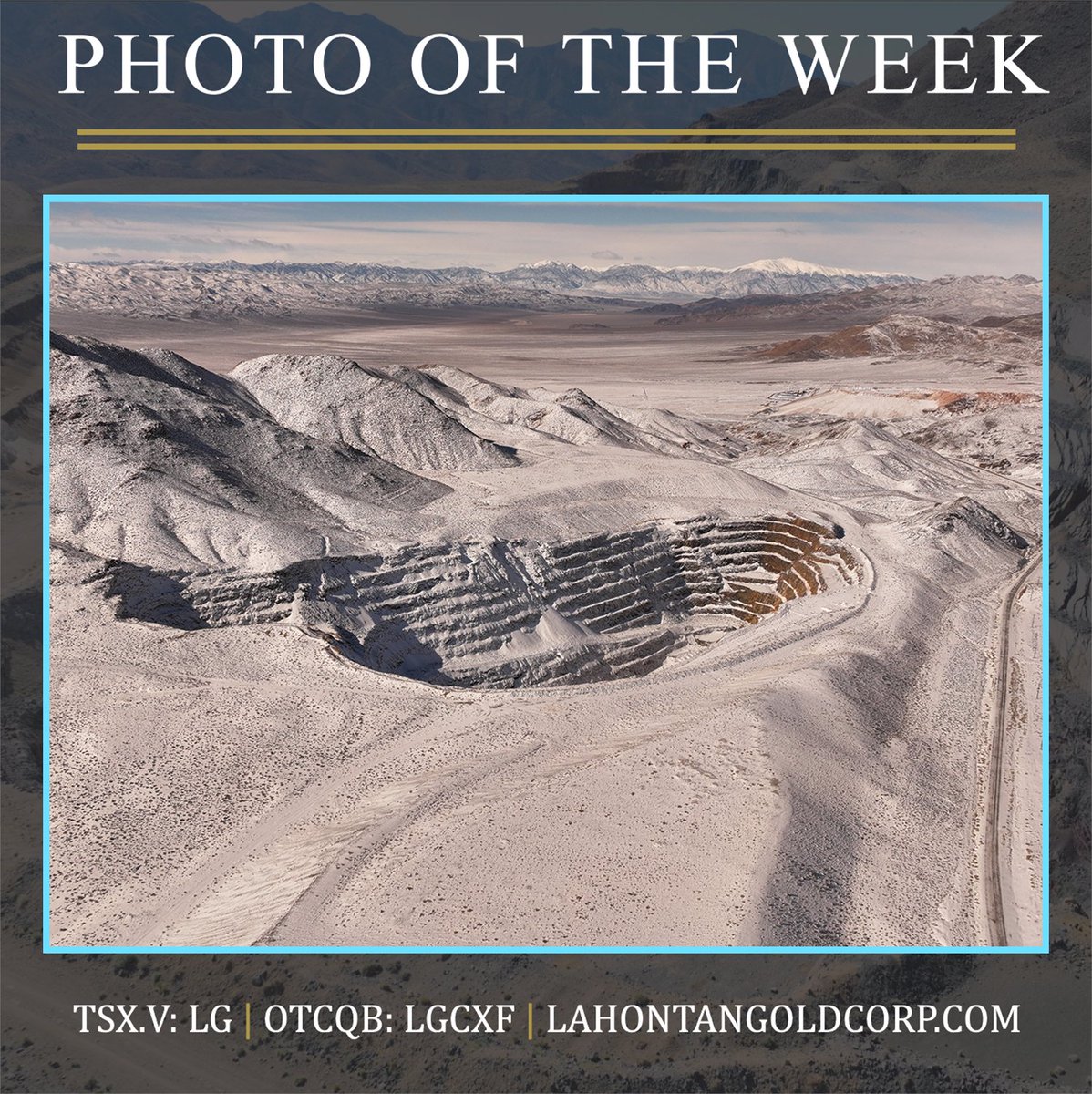 LahontanGold's tweet photo. A light, fluffy blanket of snow lays gently across the Santa Fe pit—transforming it into a quiet winter wonderland. ❄️
Even under snow, progress continues as we advance the project toward its next phase.
$LG $LGCXF
#SantaFe #WinterViews #NevadaMining #GoldExploration #MiningLife

TSX.V: LG | OTCQB: LGCXF