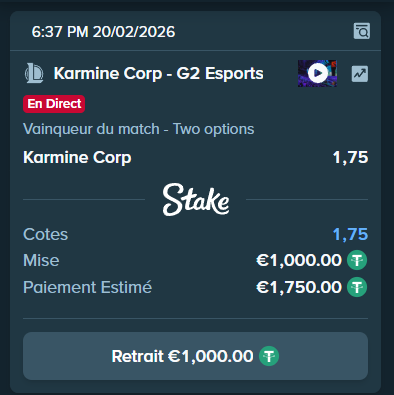 Honnêtement, j'ai eu un feeling G2, mais on soutiens KC ... 
On verra bien GL les frérots ! 
50€ dans les likes / rt si ça passe comme d'hab :)