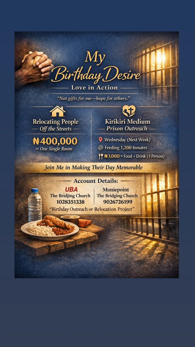 Thatnsukkaboy_'s tweet photo. For months now, as we’ve engaged inmates through open Q&A sessions in correctional facilities, something has become painfully clear:
Many sincere Christians do not actually understand what they believe.

We’ve encountered teachings such as: 
• Salvation depending on jewelry or dress
• Only one Bible translation (KJV) being “authorized” usage of every other translation is sin.
• Jesus being born again physically at his second coming.
• Sex is the fruit eaten at the garden in Eden, completely alien to what Scripture says
• Christianity and Islam being interchangeable paths, both serve and lead to the same God, you can be both.

These are not small errors. They shape eternal hope.

In Acts 8, Philip asked,

 “Do you understand what you are reading?”

That question has now become our burden.

Next week, we will be holding a 3-day teaching and discipleship program at Kirikiri Medium Correctional Facility,  focused on breaking doctrinal strongholds and establishing clear, Christ-centered foundations.

To host this gathering (1,200–1,300 inmates), we need to raise ₦3.6 million to provide feeding and logistics for the final day.

We are not building crowds.
We are building understanding.

If you believe sound doctrine matters,  stand with us.

Partner with us. Pray with us. Give towards this mission.

Let’s plant truth where it will multiply.