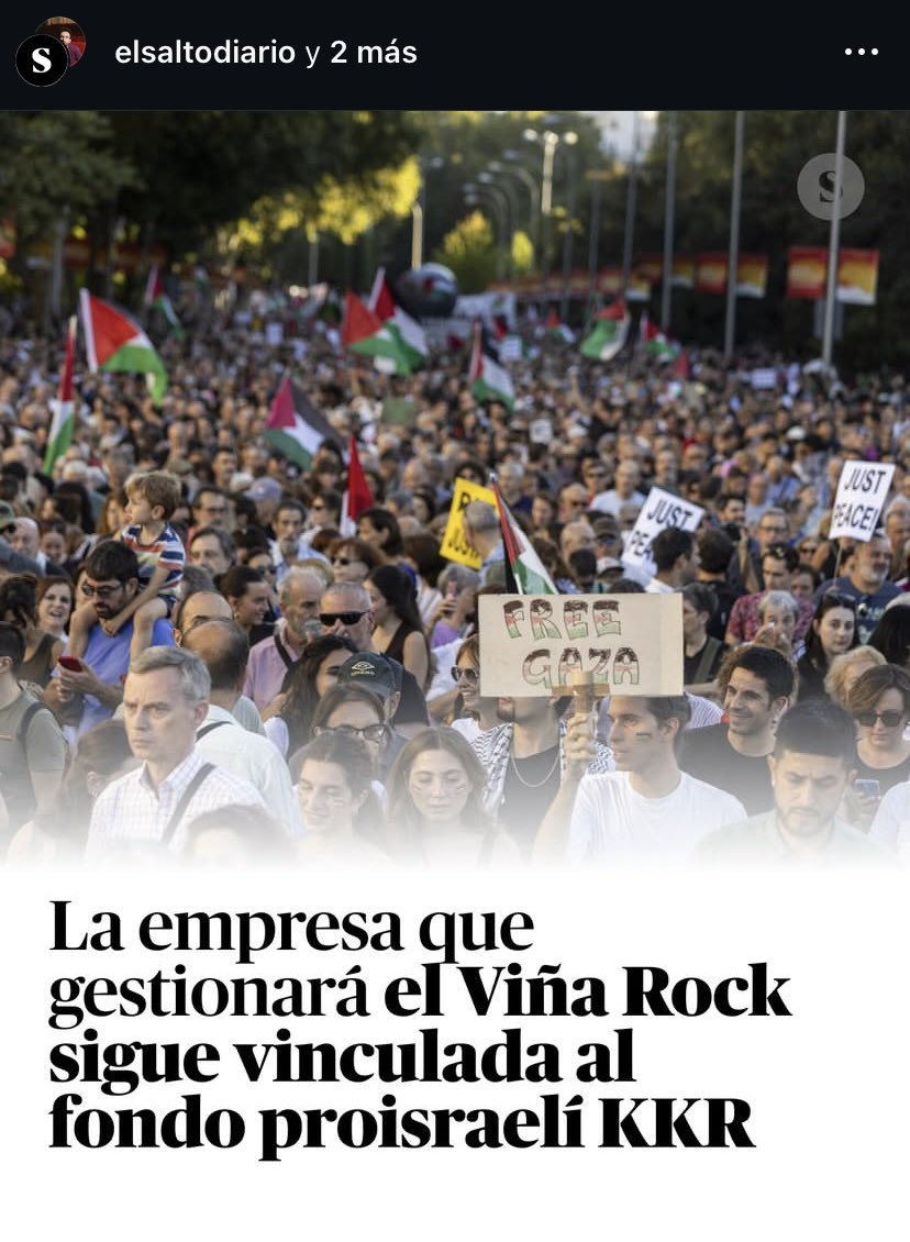 🤦🏻‍♂️A pesar de que ayer se conociera su desvinculación del fondo proisraelí KKR, hoy se ha sabido que únicamente es un cambio cosmético y Viña Rock seguirá perteneciendo a KKR ya que el nuevo administrador también está vinculado al fondo. 

Todo cambia para que nada cambie.