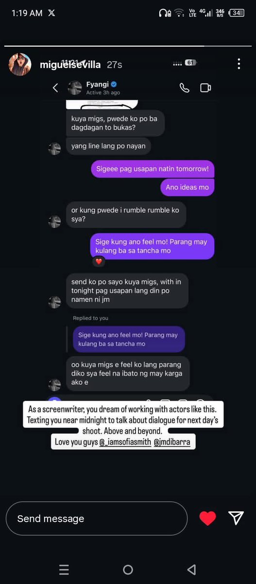 JMFyangOfficial's tweet image. “As a screenwriter, you dream of working with actors like this…”

Hearing Miguel Sevilla, the writer of the highly anticipated ‘Almost Us’, talk about JMFyang’s dedication makes you appreciate them even more.

They didn’t have to, yet they gave their all—shaping the script,