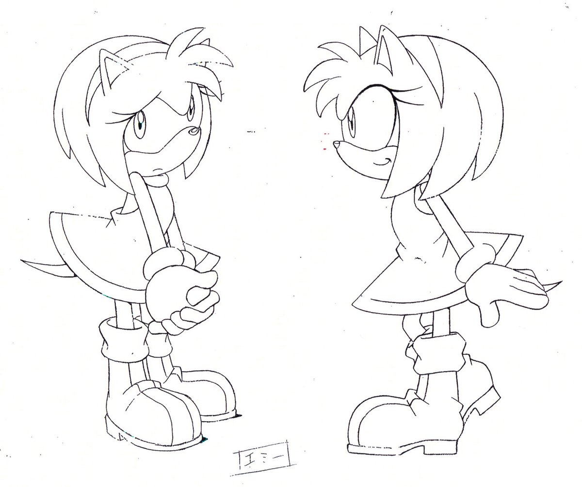 Artwork of Amy Rose, from the model sheets for ‘Sonic X’.