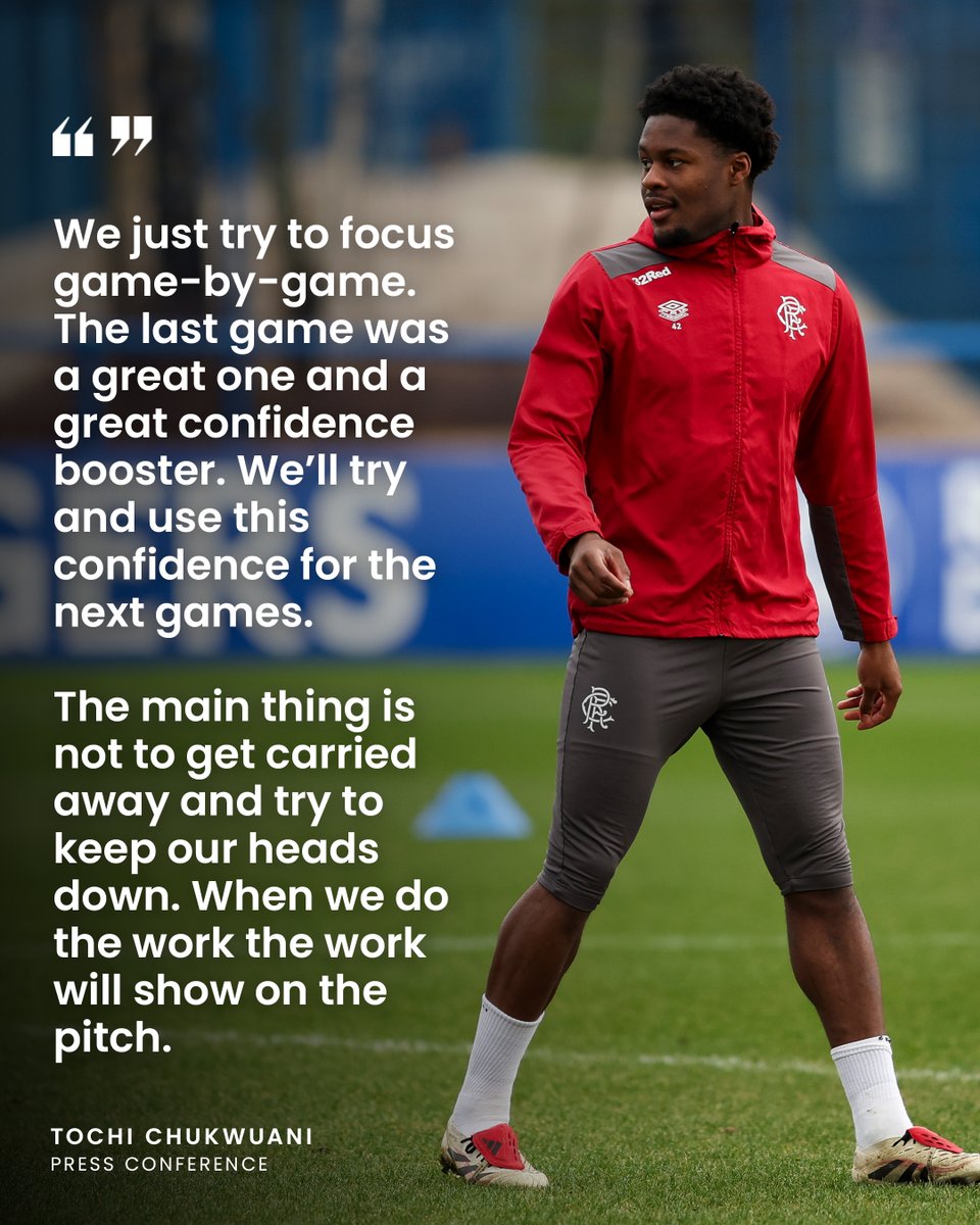 🗣️ Tochi Chukwuani says Rangers’ mindset is on the immediate challenge of Livingston as the side look to pick up another three points.

📲 rng.rs/4aDpDQr