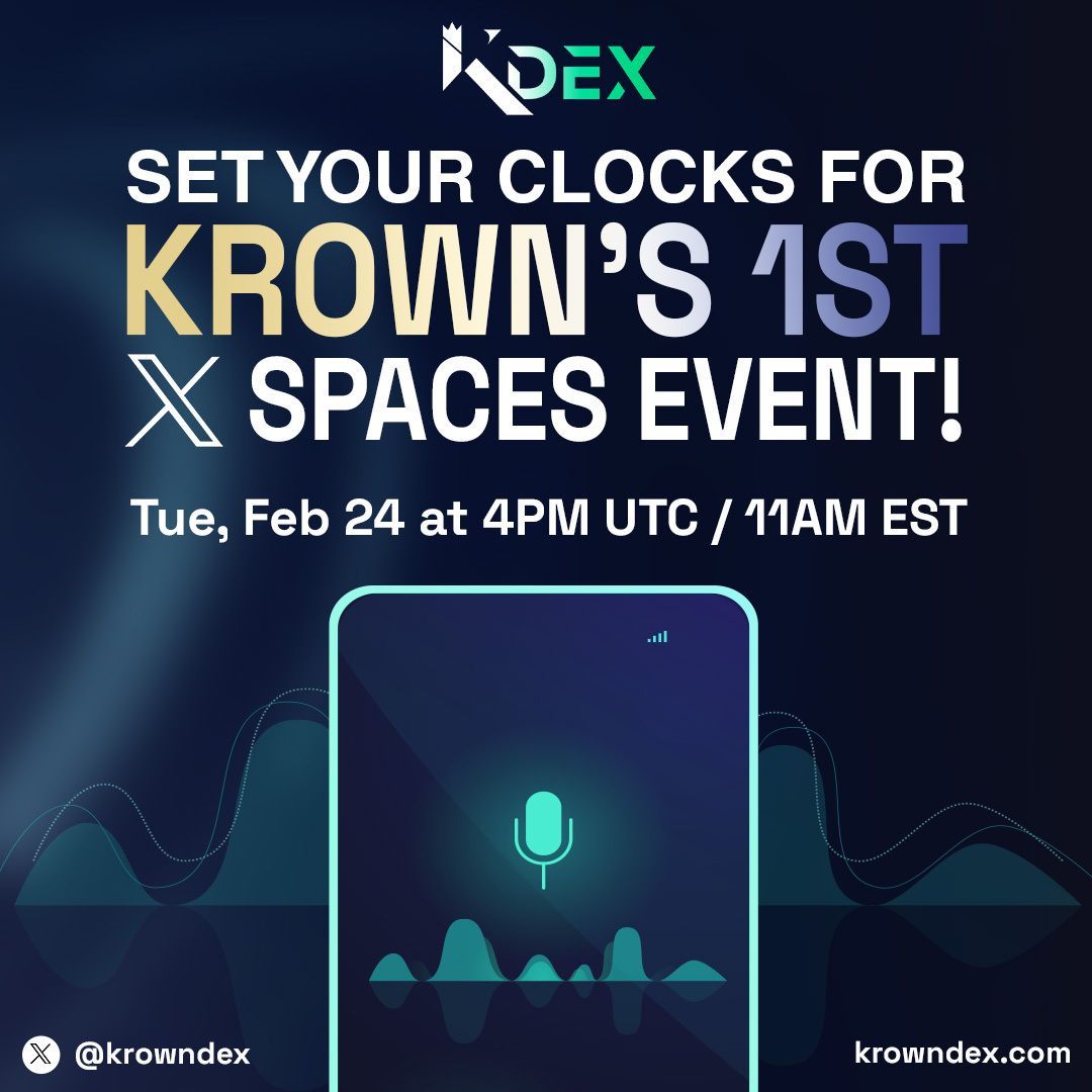 🎙️ Want to know what’s next for the DEX?
Liquidity. Features. Integrations.
We’re covering it live in @krownnetwork Spaces.
📅 Feb 24
⏰ 10AM CST
Tap in 👇
x.com/i/status/20244…
<a href="/KROWNCEO/">James Stephens</a> <a href="/QEM_Corp/">Quantum eMotion</a>
#KrownDEX #DEX #DeFi #Crypto #Web3Community #QuantumSecurity #Spaces #Layer1