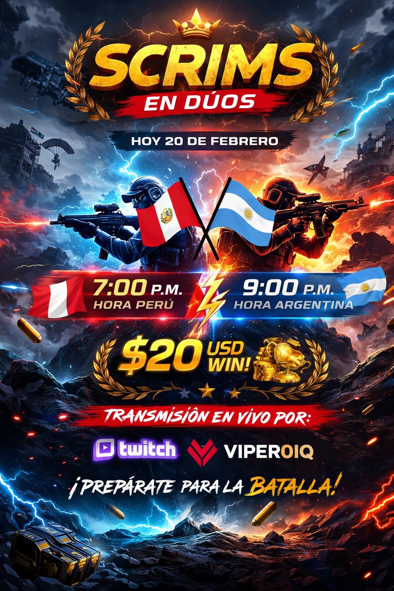 Viper20k's tweet image. Hoy 9:00 pm Argentina
En vivo por Twitch.tv/viper0iq
Discord: discord.gg/bGBaPw2jp
Like
Rt
Tag a 2 amigos
Apoyen!