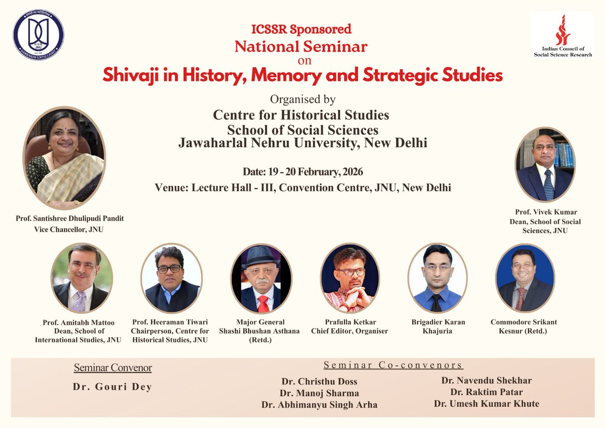 Honoured to deliver valedictory address in National Seminar, org by Jawaharlal Nehru University #jnu &amp; Indian Council of Social Science Research <a href="/icssr/">Indian Council of Social Science Research (ICSSR)</a>  on Analysis of Strategies adopted by #Shivaji, their relevance in today's scenario, followed by felicitating scholars for paper