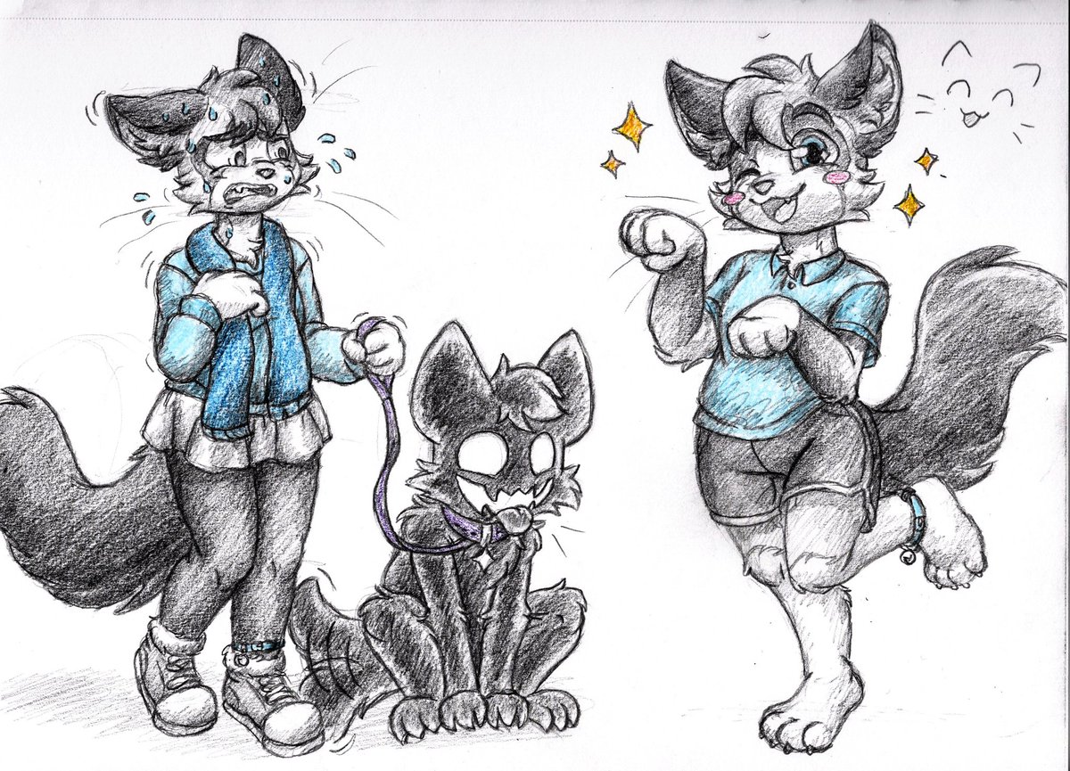 ToastyCaasib's tweet photo. Learning to sit with our feelings... 😰💦👻

Also 🐱✨

#art #furry #furryArt #sketch #MentalHealth #characterArt #drawing #cats #silly https://t.co/FGWygcDPlf