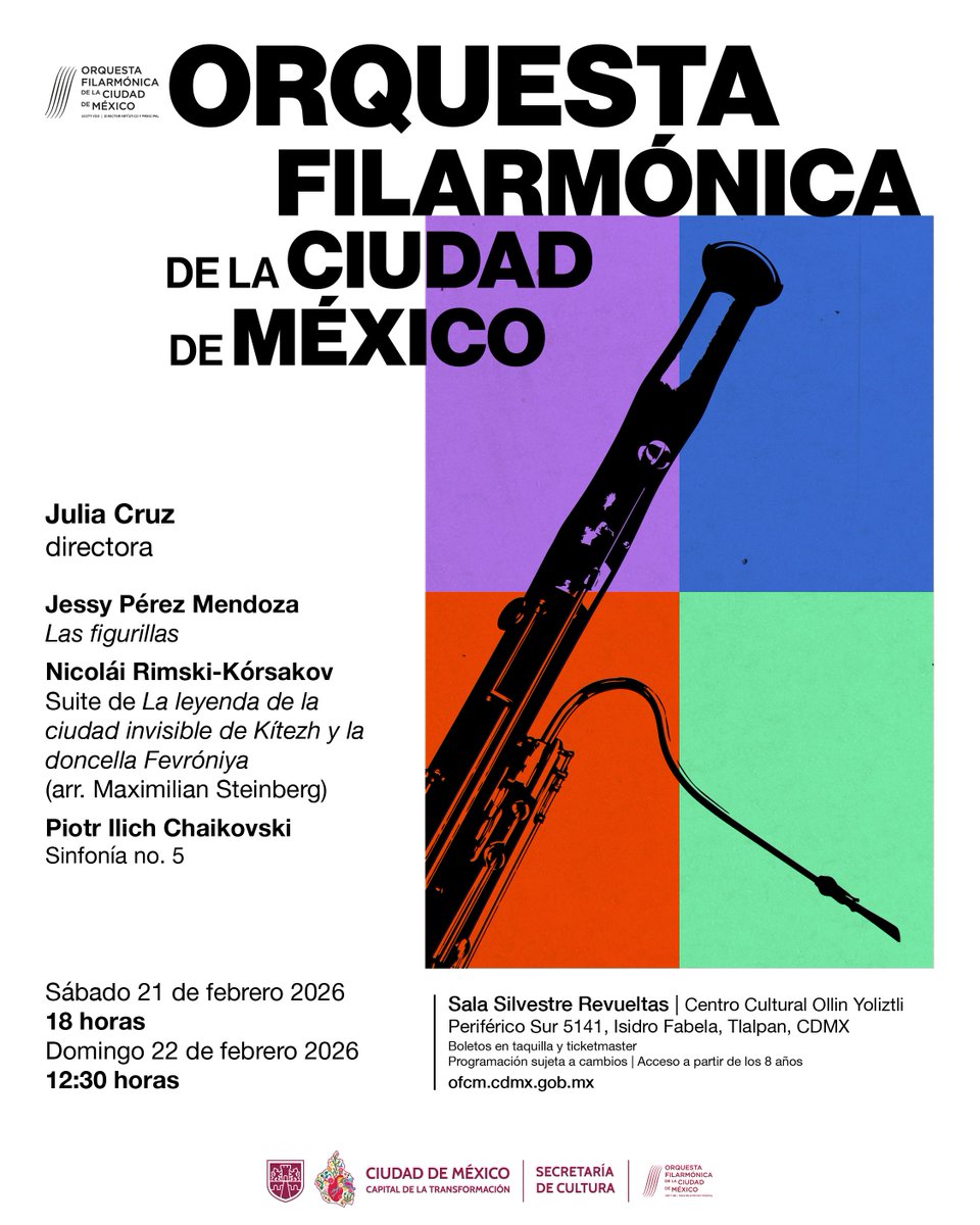 ¡SINFONÍA NO. 5 DE CHAIKOVSKI EN LA OFCM!

Julia Cruz dirige un programa espectacular con Rimski-Kórsakov y Pérez Mendoza. ¡No te lo pierdas este 21 y 22 de febrero!

Visita: dsvmedios.com

#OFCM #MúsicaClásica #Concierto #CDMX