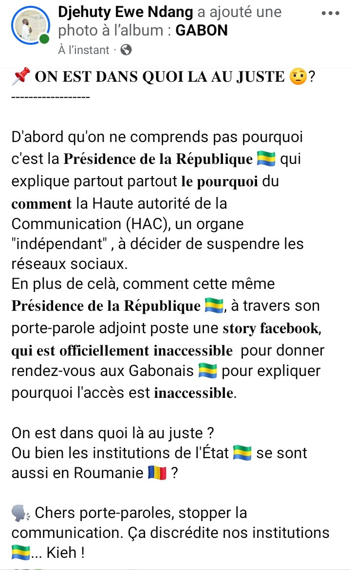 📌 Libreville 🇬🇦

 🗣️ On n'est dans quoi là au juste ?