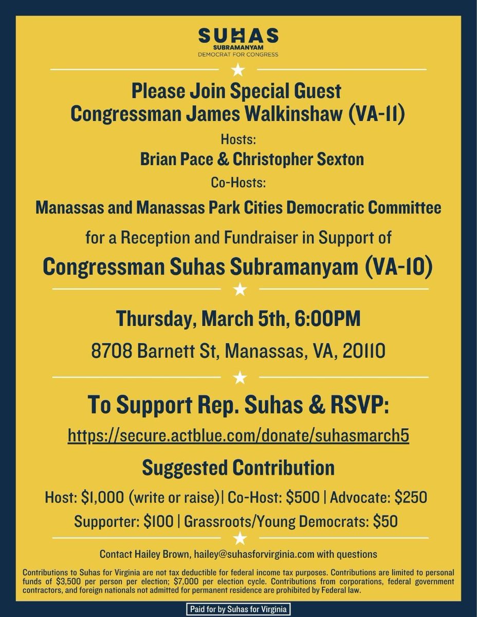 ManassasCPCDems's tweet photo. Friday Roundup from MMPCDC, 2-20-2026 - https://t.co/Yz3JYfWuDV  Click on the link to view our list of upcoming Democratic events. https://t.co/yDMrnQxTam