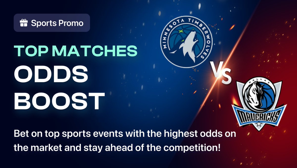 play2upio's tweet photo. SUPER BOOSTED ODDS ALERT. 🚀💰

Wolves at Mavs. 🐺🐴

6 hours to go. We’ve cranked up the value to the MAX for this Western Conference war. Are you backing the favorites or hunting for underdog value? 🔒💸

👇https://t.co/jCKfpXzbFp