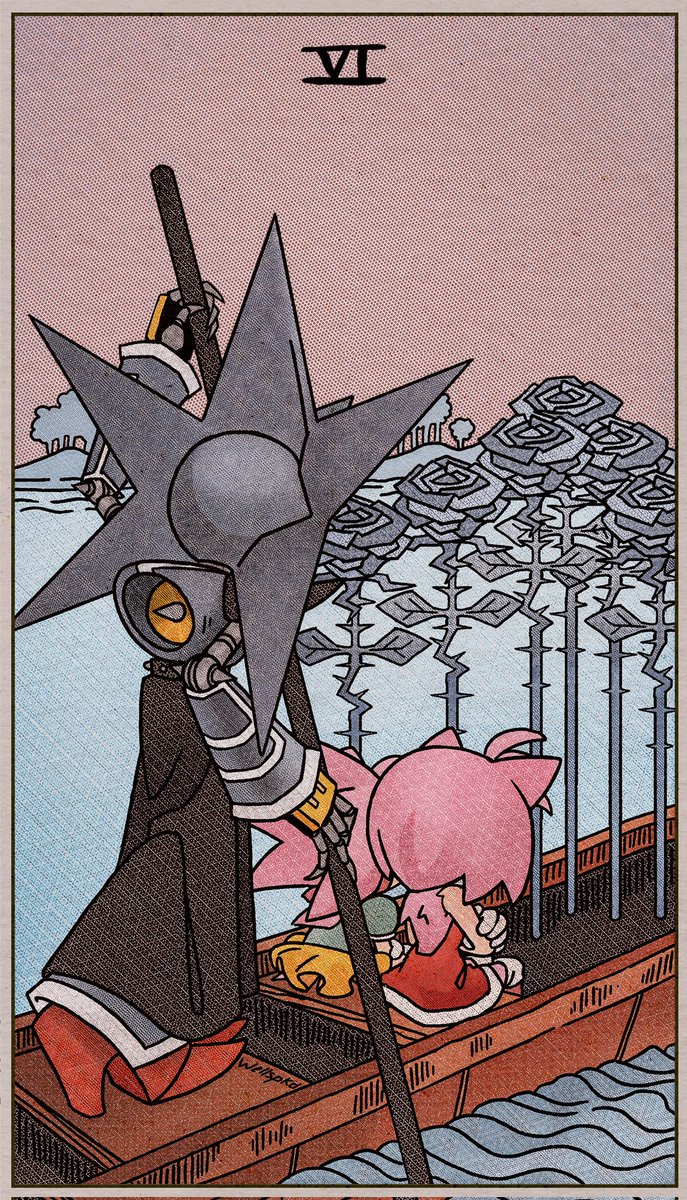 Tarot card i made for chapter 23 of Unfamiliar 🙂‍↕️