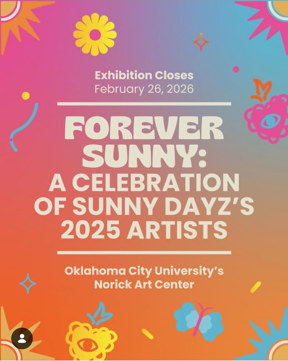 Forever Sunny is only up for one more week! Visit the OCU Norick Art Center to see 13 original works from Sunny Dayz's 2025 artists.

The Norick Art Center is open Monday through Friday, 8:00 a.m. - 10:00 p.m. Admission is free!

📷 Sunny Dayz Festival