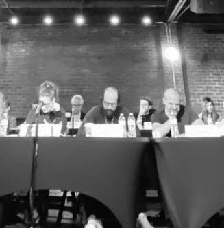 friendsbuffays's tweet image. David and Winona at table reads