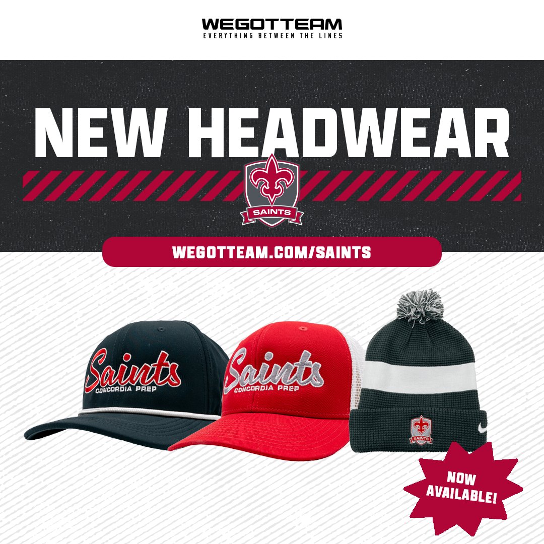 ConcordiaPrep's tweet image. Top off your #ConcordiaPrepSaints pride with our ✨brand-new headwear collection✨! 🙌Whether cheering from the stands or repping @ConcordiaPrep around town, these hats are made to stand out.⚜️❤️🩶🖤🧢Grab yours now at concordiaprepschool.org/SaintsStore 💯#ConcordiaPrepProud #SchoolSpirit