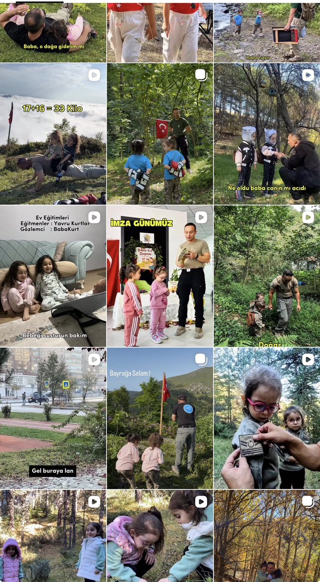 Baba kız doğada Instagram nicki ile 2 kız yavrusuyla paylaşımlar yapan bu paylaşımlarda yavrularımıza askerliği sevdiren,Vatan sevgidini bayrak sevgisini aşılayan ve gösteren 2 yavrusunu örnekleyerek ahlaklı dürüst milliyetçi vatansever çocukların yetişmesinde emek gösteren