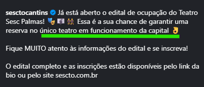 o shade do sescto na nossa prefs que não consegue garantir o funcionamento dos nossos equipamentos culturais públicos 🗣️