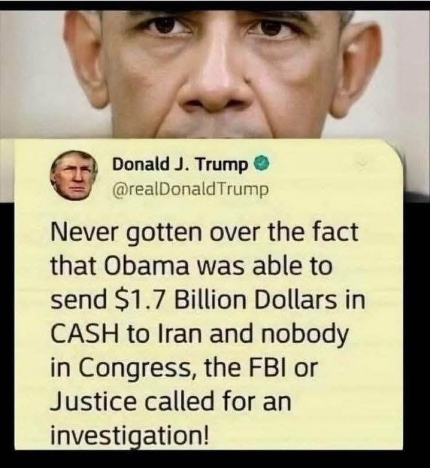 Sassafrass_84's tweet image. And to this day, nobody in Congress talks about it. Why did Obama send this money to Iran? Obama needs to be thoroughly investigated. Give him the same treatment President Trump received.
