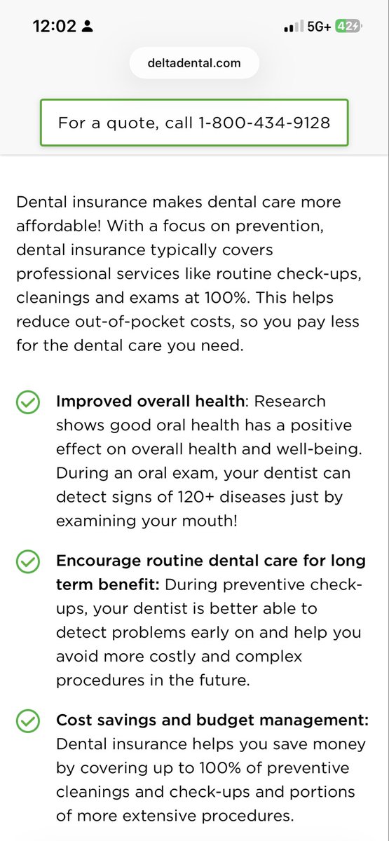 tequilayqueso's tweet photo. @DeltaDentalins why does your company website say “with a focus in preventative care” when you don’t even cover sealants?  According to the ADA, sealants “ reduce the risk of cavities in treated molars by up to 80%”. https://t.co/bzyfKFYxYl