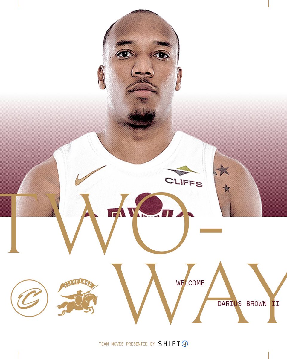 cavs's tweet photo. ✍️ SIGNED: We have signed Darius Brown II to a two-way contact.

FULL RELEASE: https://t.co/oENT69BwiG

@Shift4 | #LetEmKnow https://t.co/ipNl03knyt