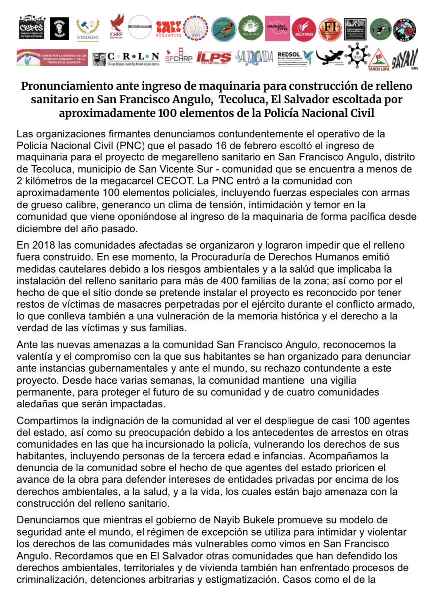 CISPES solidarity tweet media