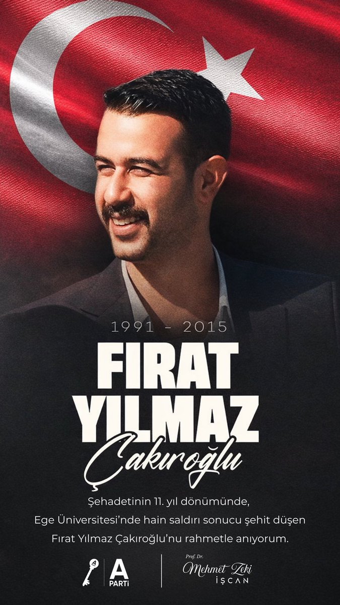 Şehadetinin 11. yıl dönümünde, Ege Üniversitesi’nde hain saldırı sonucu şehit düşen Fırat Yılmaz Çakıroğlu’nu rahmetle anıyorum.