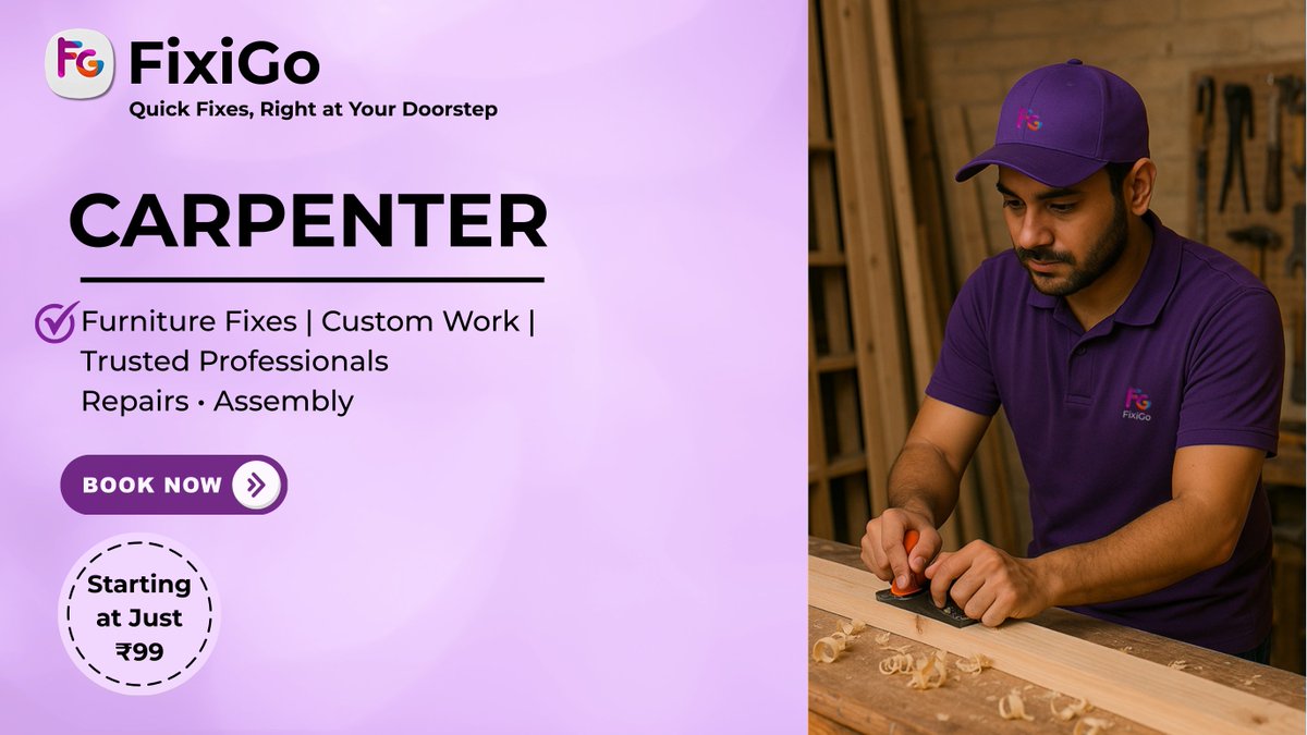 FixiGo_SaminoFi's tweet image. FixiGo Launch Offer!

Book a Carpenter Starting at Just ₹99
Furniture Fixes | Custom Work | Trusted Professionals
Limited Time Only!

Thanks and regards 
FixiGo - Team 

saminofi.com 
#Helpline -

(+91)-72-3005-7001 
(+91) - 833-4000-301 

#SaminoFi  
#FixiGo