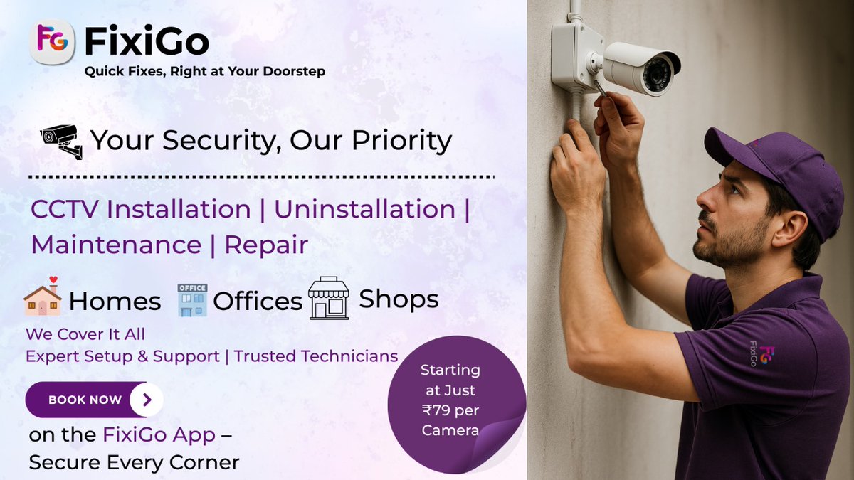 FixiGo_SaminoFi's tweet image. FixiGo Launch Offer!

CCTV Service Starting at Just ₹249
Installation | Maintenance | Expert Technicians
Limited Time Only!

Thanks and regards 
FixiGo - Team 

saminofi.com 
#Helpline -

(+91)-72-3005-7001 
(+91) - 833-4000-301 

#SaminoFi  
#FixiGo  
#FixiGoApp