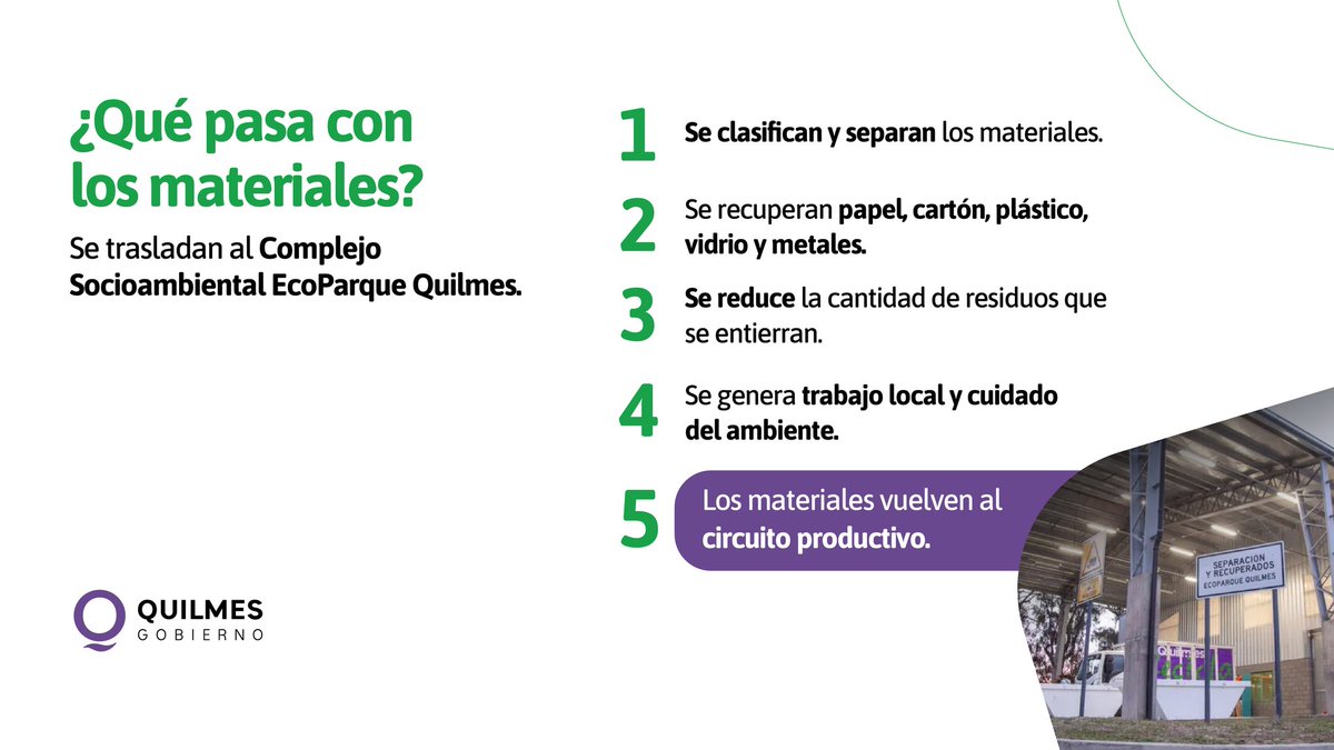 QuilmesMuni's tweet photo. ♻️♻️ Acercá tus elementos reciclables al #EcoPunto más próximo a tu domicilio. Recibimos plásticos, cartón, vidrio, papel, latas y metales.
Es fundamental la colaboración de todos y todas para poder lograr el #QuilmesLimpio que nos merecemos.
#SeguimosParaAdelante ☀️💜 https://t.co/0sHzs6dT4O