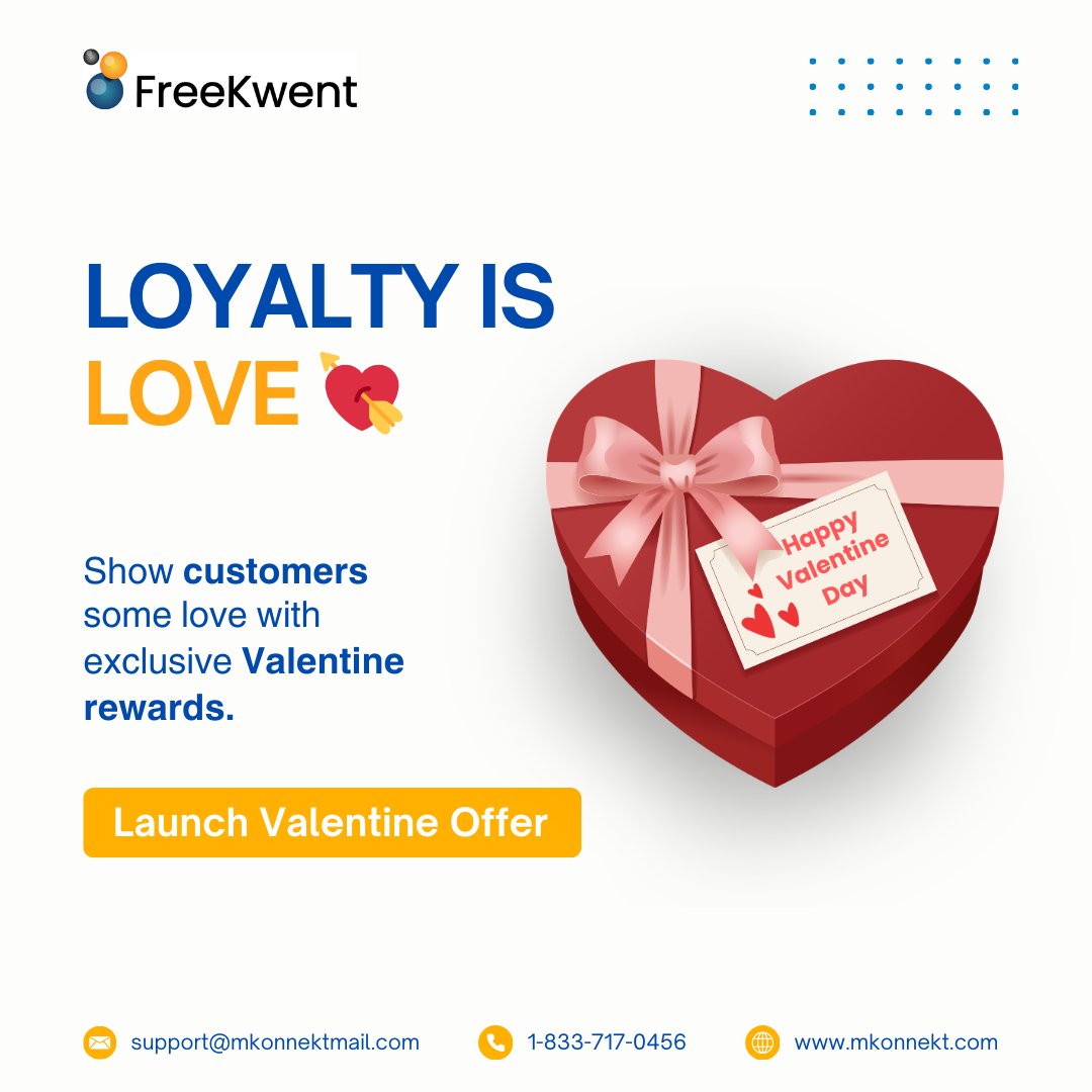 Valentine’s Day is over.
Your loyalty strategy shouldn’t be ❤️
Turn seasonal shoppers into repeat customers with FreeKwent.

🌐 mkonnekt.com

#CustomerRetention #LoyaltyProgram #RetailGrowth #FreeKwent
