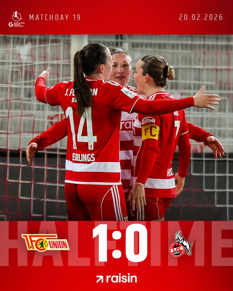 fcunion_en's tweet photo. And that's the break. Dina's got one, and thought she had a beautiful second. They've really fought back into this, and lead at half time. #FCUFCK | #fcunion https://t.co/1F1YdR8gaO